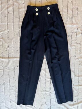 Vintage Christian Dior Women's Wool Trousers Size 6 Blue Minor Flaw Nautical